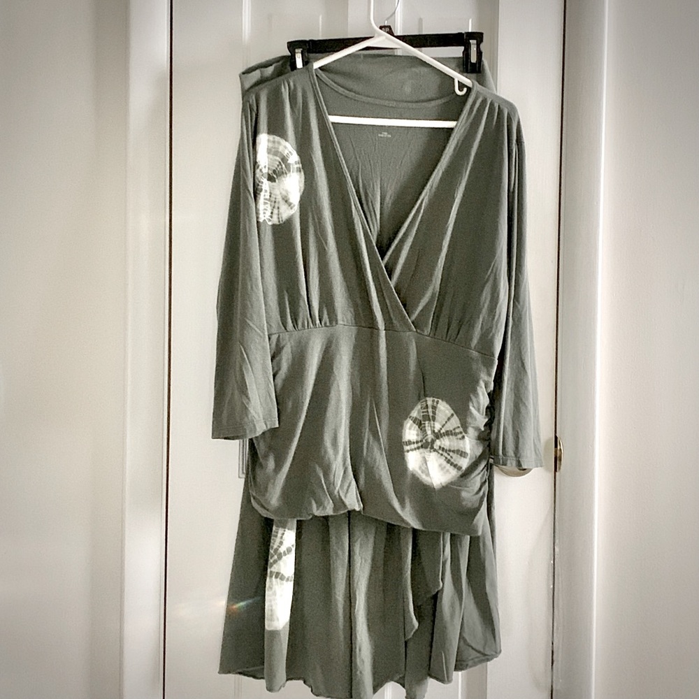 2 piece dress Soft Surroundings SZ L olive green